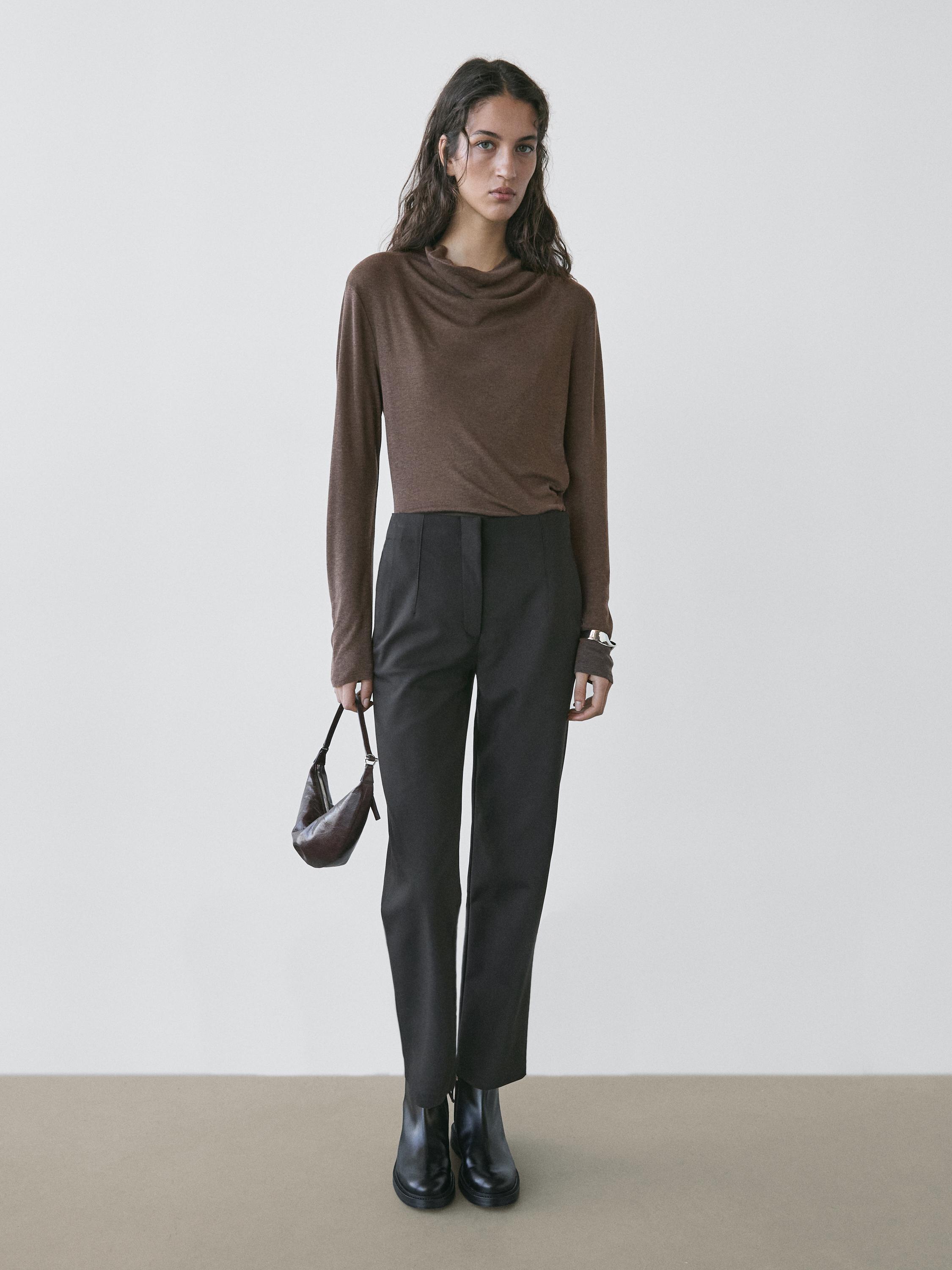 Technical cotton blend trousers